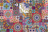 Traditional Moroccan art-inspired wallpaper with floral mandala designs